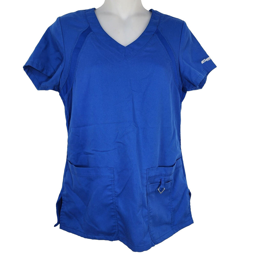 Grey's Anatomy Active Barco Scrub Top Sz XS V Neck 3 Pocket Ragland Royal 41447